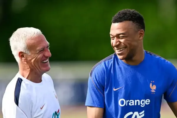 Kylian Mbappé training with France before the 2026 World Cup semi-final against Spain.