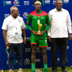 Mohamed Zongo celebrates after scoring for Burkina Faso U20 against Togo at the 2026 WAFU-B Tournament.