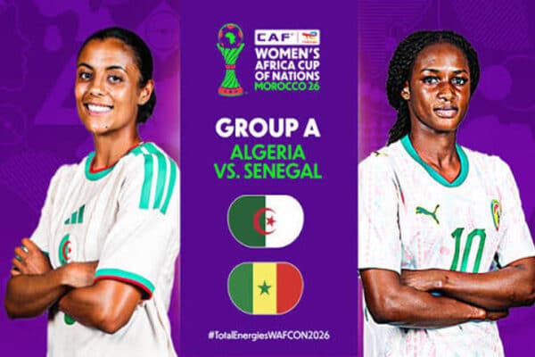Senegal and Algeria players ahead of their Women's AFCON 2026 opening match in Rabat.