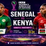 Senegal and Kenya players during a Women's AFCON 2026 Group A match preview.
