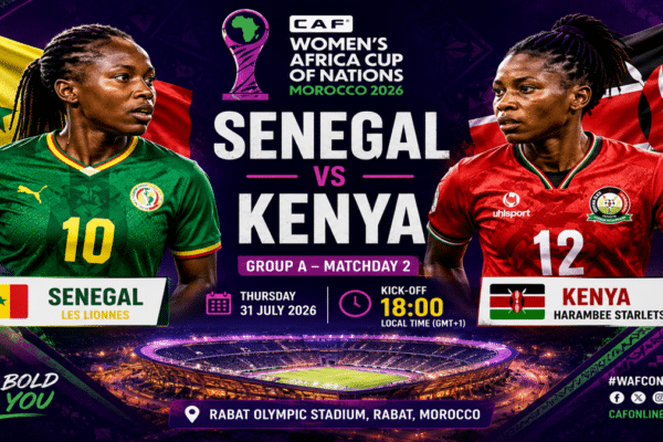 Senegal and Kenya players during a Women's AFCON 2026 Group A match preview.