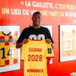 Malian defender Souleymane Sagnan after signing a new long-term contract with RC Lens.