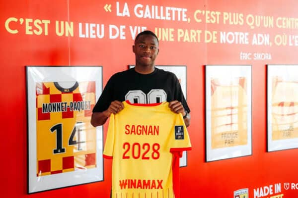Malian defender Souleymane Sagnan after signing a new long-term contract with RC Lens.