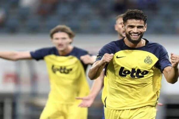 Adem Zorgane celebrates after Union Saint-Gilloise won the Belgian Super Cup on penalties against Club Brugge.