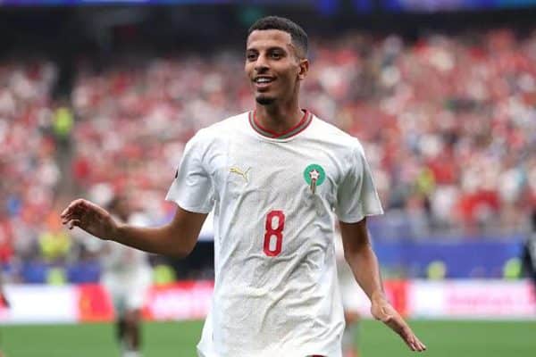 Morocco midfielder Azzedine Ounahi during a match amid reported transfer interest from PSV Eindhoven.