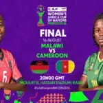 Cameroon and Malawi players preparing for the Women's AFCON 2026 final