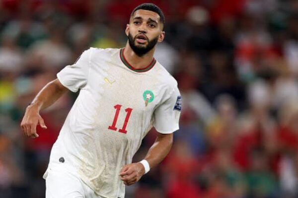 Ismael Saibari in action for Morocco before joining Bayern Munich.