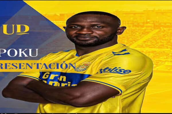 Nicholas Opoku during his unveiling as a Las Palmas player