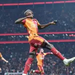Victor Osimhen celebrates after scoring for Galatasaray against Çorum FK