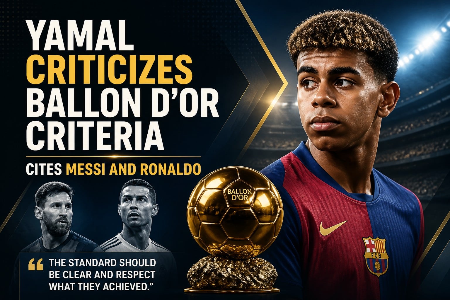 Lamine Yamal questions Ballon d’Or criteria and cites Messi and Ronaldo