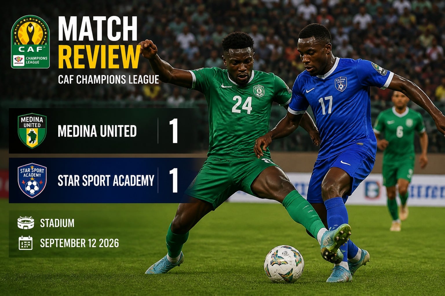 Medina United and Star Sport Academy draw 1-1 in CAF Champions League Round of 16