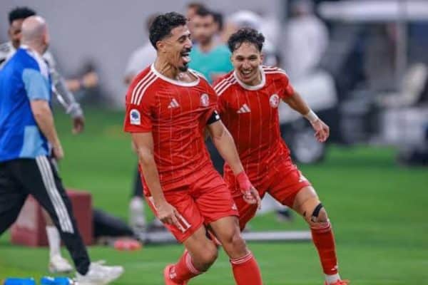 Mohamed Ali Ben Romdhane celebrates after scoring his first goal for Al Shamal in the Qatar Cup semi-final.