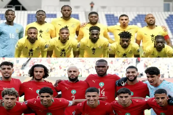 Morocco and Ghana national football teams ahead of their planned friendly in Tangier