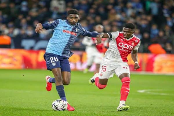 Simon Ebonog playing for Le Havre during the Ligue 1 season