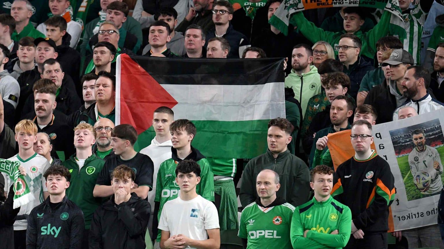 Tennis balls carrying Palestinian flags halt Ireland’s Nations League ...